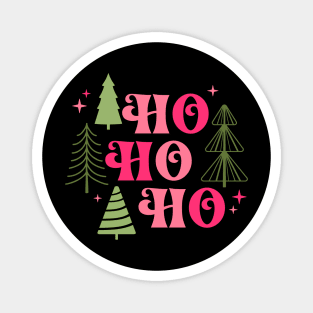 HoHoHo Christmas Tree - Emerald and Pink Magnet
